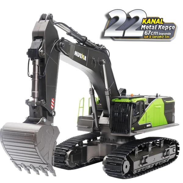 Huina 1/14 2022 22 Kanal RC Model Metal Kepçeli Kazıcı Ekskavatör Uzaktan Kumandalı Çok Fonksiyonlu İş Makinası 1593