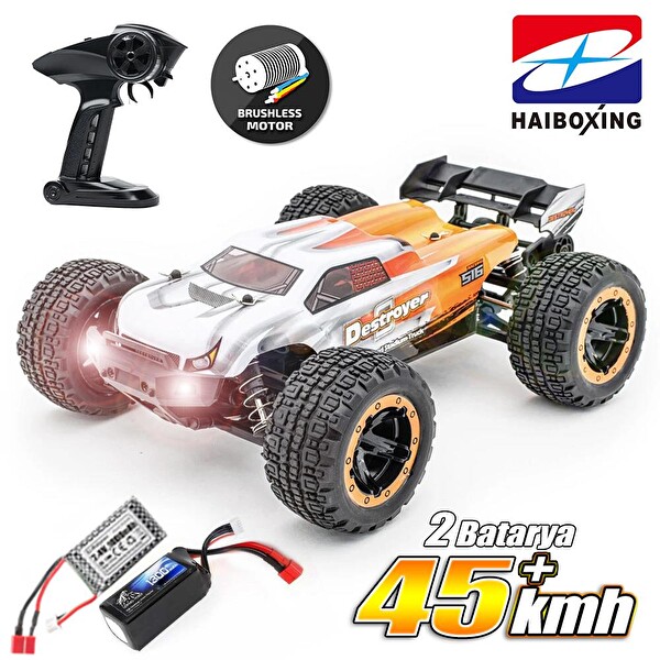 Haiboxing 1/16TH Scale 4WD Brushless Truck RTR Turuncu Uzaktan Kumandalı Araba - 1300 mAh 7.4V 2S 30C Lipo Batarya
