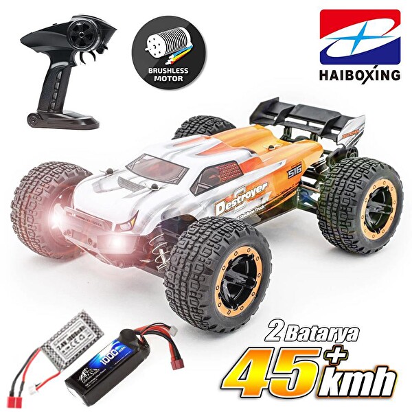 Haiboxing 1/16TH Scale 4WD Brushless Truck RTR Turuncu Uzaktan Kumandalı Araba - 1000 mAh 7.4V 2S 30C Lipo Batarya