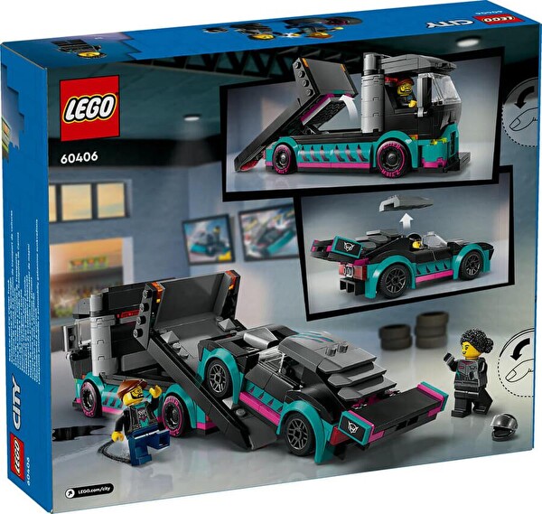 LEGO City Yarış Arabası ve Araba Taşıyıcı Kamyon 60406