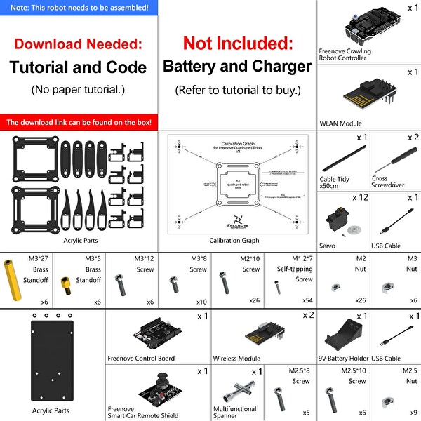 Freenove Uzaktan Kumandalı Dört Ayaklı Robot Kiti B097Y1NZQ5