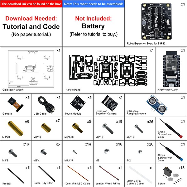 Freenove ESP32 Erover Dahil Robot Köpek Kiti B0B38QVBP3