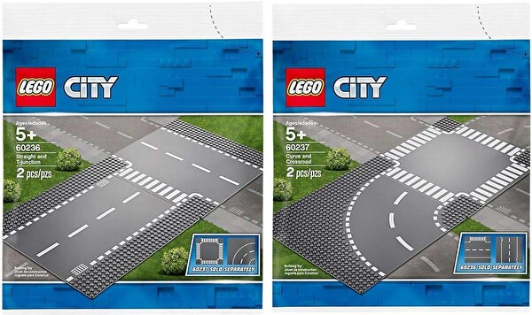 LEGO City Straight and T-Junction 60236 ve LEGO City Curves and Crossroad 60237