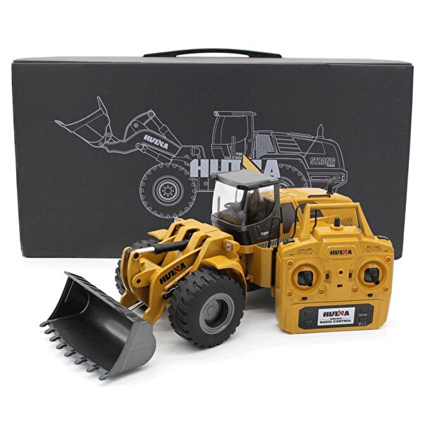 Huina 1/14 10 Kanal Full Metal Profesyonel RC Model Wheel Loader Uzaktan Kumandalı Damper İş Makinası
