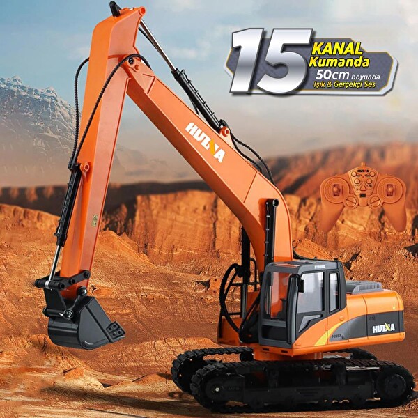 Huina 1/14 Yüksek Kalite 15 Kanal RC Model Ekskavatör Paletli Kepçe Kazıcı Uzaktan Kumandalı Çok Fonksiyonlu RC İş Makinesi - 2.4G