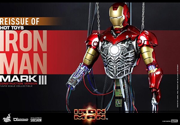 Hot Toys Marvel Comics Iron Man Mark III Construction Version Sixth Scale Figür Oyuncak 909185