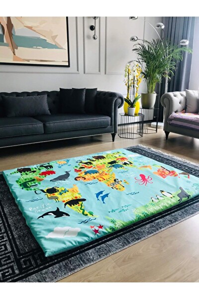 Pamuk Atölyesi İçi 3 CM Sünger Dolgulu Oyun Halısı Matı - Çift Taraflı