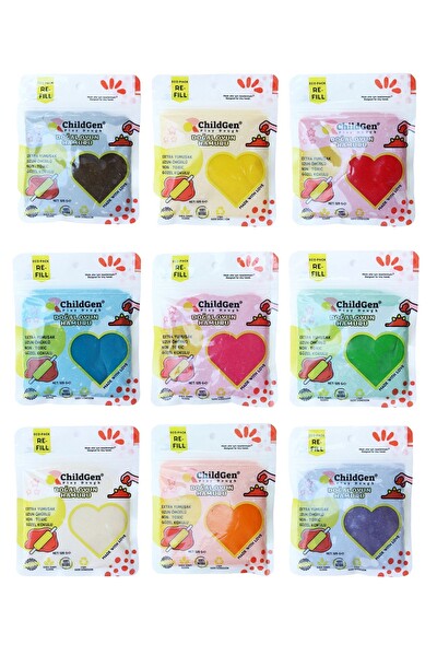 ChildGen Doğal Oyun Hamuru - 9'lu 9x125 GR Vakumlu Kartuş Paket - (Ecopack-Refill) DM20144