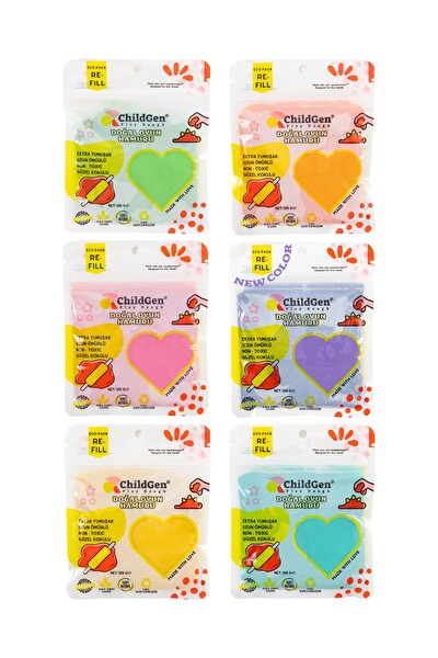 ChildGen 6x125 GR 6'lı Pastel Doğal Oyun Hamuru Seti- Vakumlu Kartuş Paket