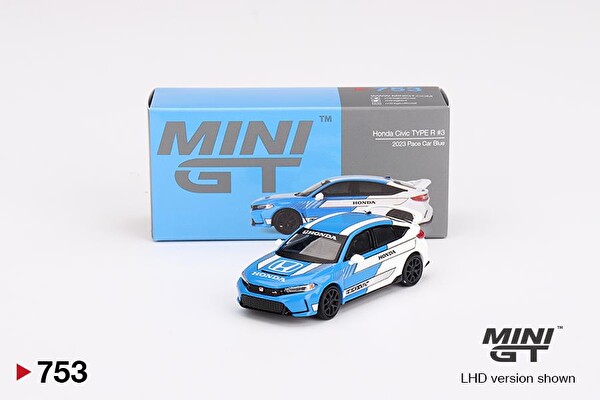 Mini GT Honda Civic Type R 3 2023 Pace Car Blue Oyuncak Araç 753