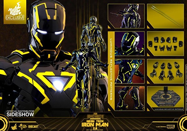 Hot Toys Neon Tech Iron Man 2.0 Diecast Exclusive Sixth Scale Figür Oyuncak MMS523