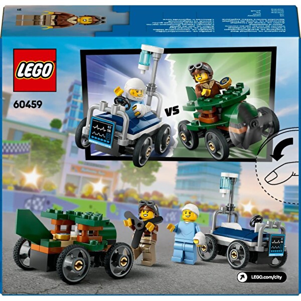 LEGO City Uçak Hastane Yatağına Karşı Yarış Arabası Paketi 60459