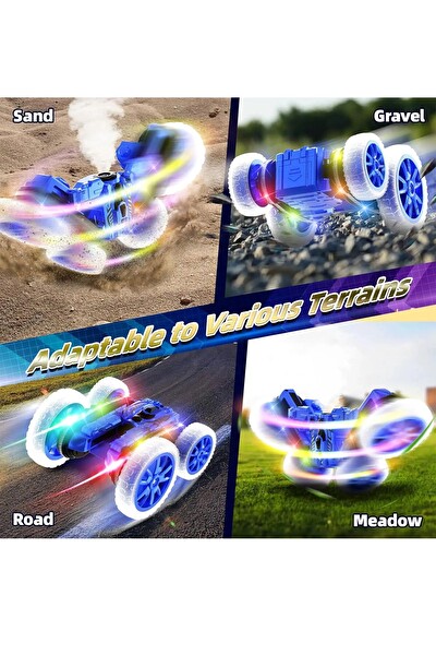 Vardem Full Fonksiyon Şarjlı Işıklı Buharlı Spin 360 Stunt Mavi Uzaktan Kumandalı Oyuncak Araba HG4-45