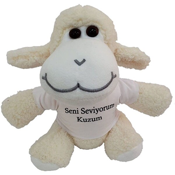 Evimdeyokyok Seni Seviyorum Kuzum Tişörtlü Kuzu Peluş Oyuncak