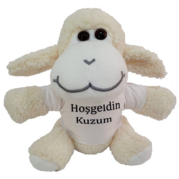 Evimdeyokyok Hoşgeldin Kuzum Tişörtlü Kuzu Peluş Oyuncak