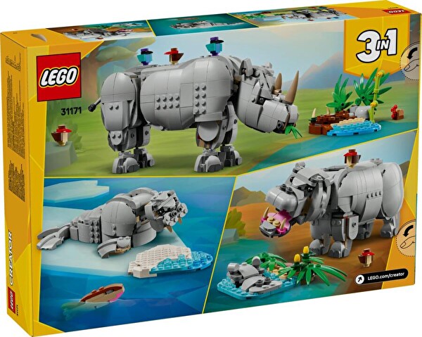 LEGO Creator Vahşi Hayvanlar: Muhteşem Gergedan ile Kuşlar 31171