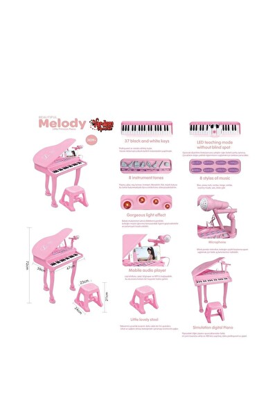 Vardem BAO-1403 37 Tuş MP3ve Mikrofonlu Pembe Büyük Piyano