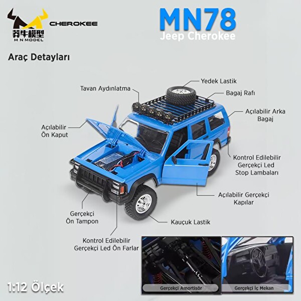 MN Model MN78 1/12 Jeep Cherokee 4x4 RC Model Crawler Offroad