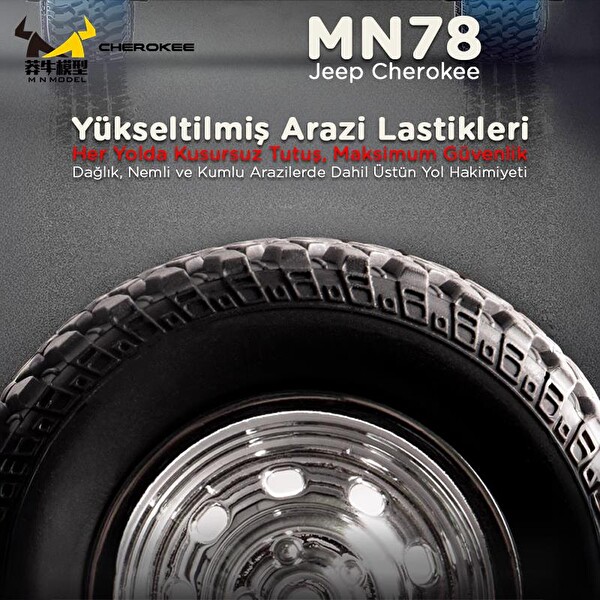 MN Model MN78 1/12 Jeep Cherokee 4x4 RC Model Crawler Offroad Truck RTR Gümüş Uzaktan Kumandalı Araba - Dahili Işık Seti