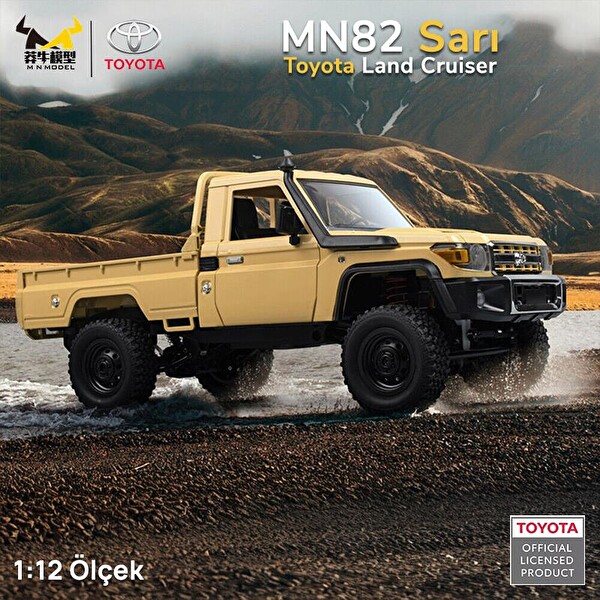 MN Model MN82 1/12 Toyota Land Cruiser LC79 4WD RC Model Crawler Offroad Truck Sarı Uzaktan Kumandalı Araba