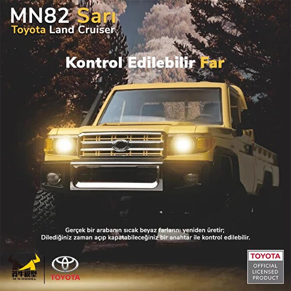 MN Model MN82 1/12 Toyota Land Cruiser LC79 4WD RC Model Crawler Offroad Truck Sarı Uzaktan Kumandalı Araba