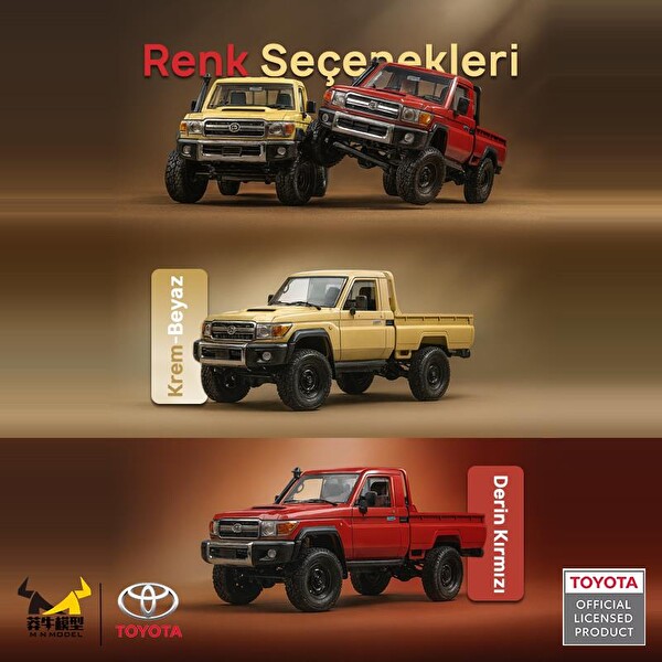 MN Model MN82 1/12 Toyota Land Cruiser LC79 4WD RC Model Crawler Offroad Truck Sarı Uzaktan Kumandalı Araba