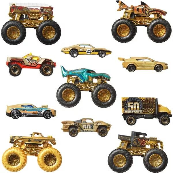 Hot Wheels Monster Trucks Bigfoot Trophy Şampiyonları Araba ve Kamyon Çoklu Arabalar JDW07