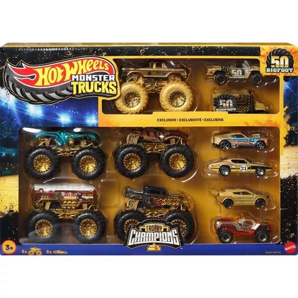 Hot Wheels Monster Trucks Bigfoot Trophy Şampiyonları Araba ve Kamyon Çoklu Arabalar JDW07