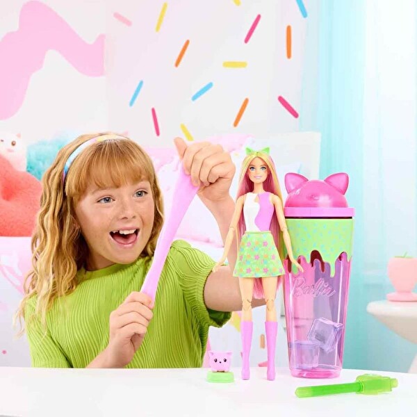 Barbie Pop Reveal Milkshake Serisi - Pembe Kedi Oyun Seti JCN87