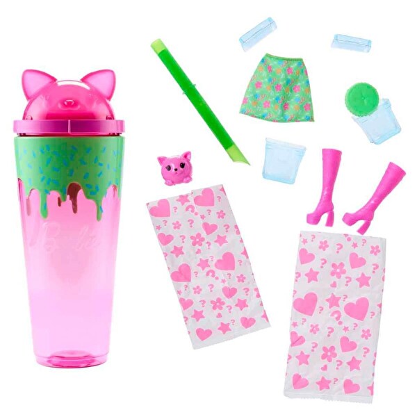 Barbie Pop Reveal Milkshake Serisi - Pembe Kedi Oyun Seti JCN87