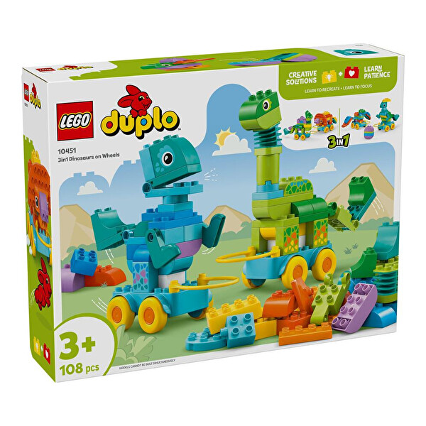 LEGO Duplo 3’ü 1 Arada Tekerlekli Dinozorlar 10451