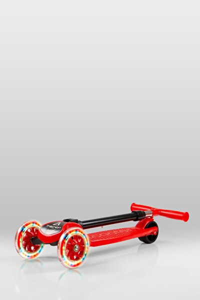 Triathlon T212 4 Kademe Ayarlanabilir Yükseklik Ayarı Arka Fren Kırmızı Katlanabilir Led Işıklı Scooter
