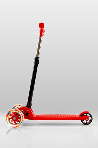 Triathlon T212 4 Kademe Ayarlanabilir Yükseklik Ayarı Arka Fren Kırmızı Katlanabilir Led Işıklı Scooter