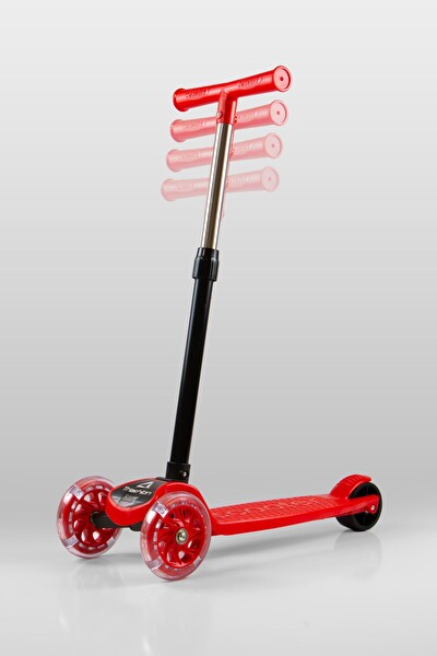 Triathlon T212 4 Kademe Ayarlanabilir Yükseklik Ayarı Arka Fren Kırmızı Katlanabilir Led Işıklı Scooter