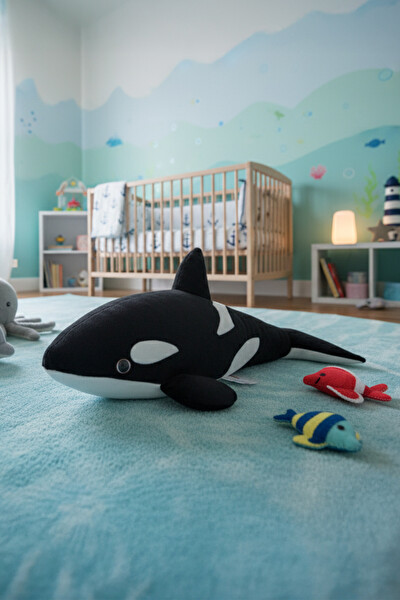 Rozitoys Peluş Balina Oyuncak Hediyelik Yastık Yumuşak Deniz Hayvanı Figürü