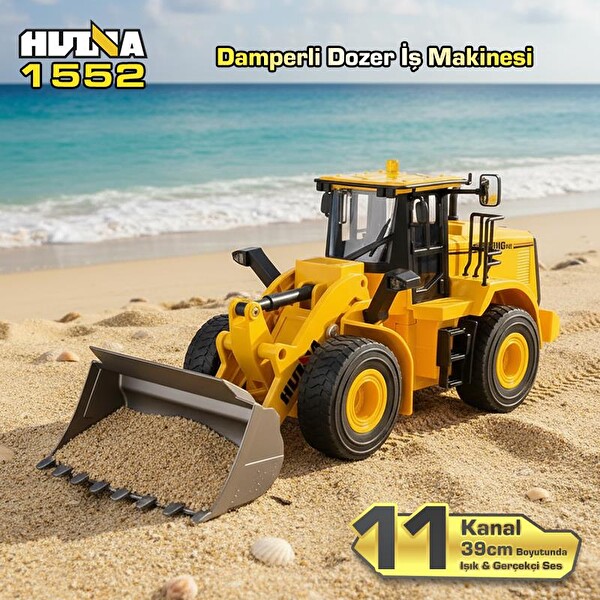 Huina 1552 1/16 11CH RC Wheel Loader Damper Dozer Kamyon Kazıcı RC Model Uzaktan Kumandalı İş Makinesi