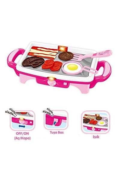 Vardem QF2908P-1 Pembe Işıklı Aksesuarlı Teppenyaki Izgara
