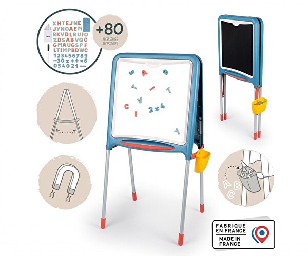 Smoby 410308 Çift Taraflı Manyetik Tebeşirli Metal Yazı Tahtası