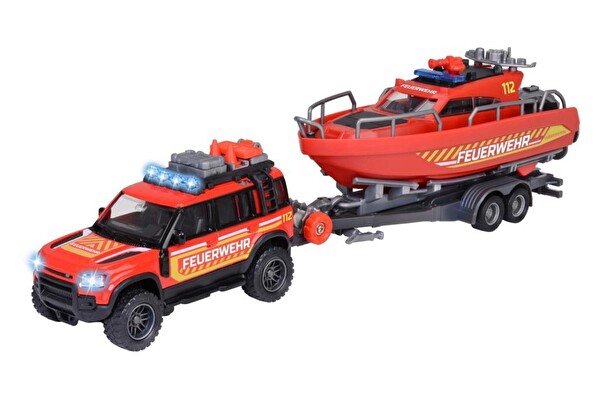 Majorette Land Rover Yangın Kurtarma Aracı ve Teknesi Die-Cast Sesli ve Işıklı 213716001