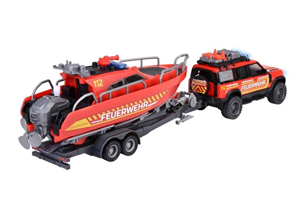 Majorette Land Rover Yangın Kurtarma Aracı ve Teknesi Die-Cast Sesli ve Işıklı 213716001