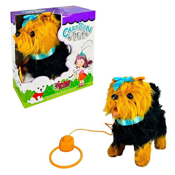 Vardem Cartoon Pet Peluş Tasmalı Yürüyen Mavi Fiyonklu Köpek PFT-B267