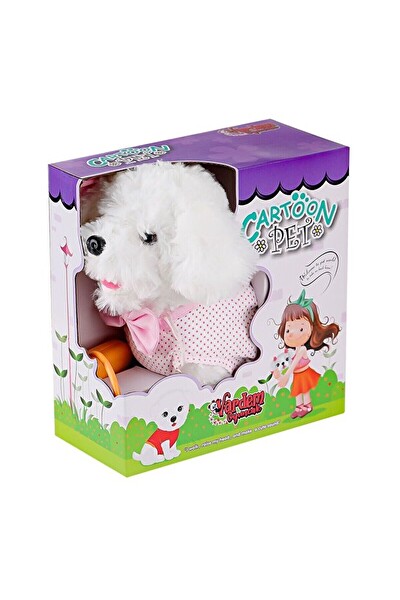 Vardem Cartoon Pet Peluş Tasmalı Yürüyen Pembe Fiyonklu Köpek PFT-B025