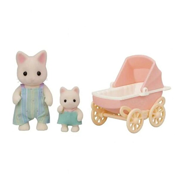 Sylvanian Families Çiçekli Kedi Baba ve Bebek Arabası 5683