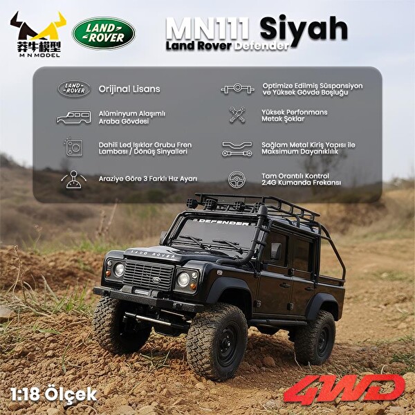MN Model MN111 1/18 Land Rover Defender 110 4WD RC Model Rock Crawler Offroad Uzaktan Kumandalı Araba