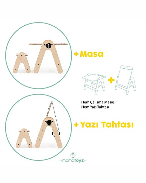 Mamatoyz Ayı Figürlü Ahşap Aktivite Masası