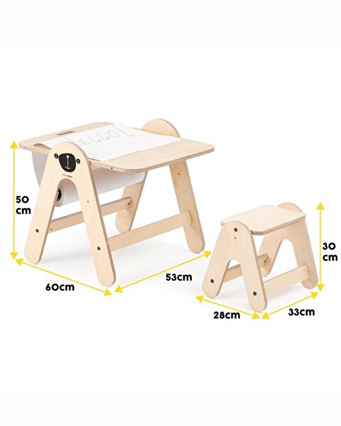 Mamatoyz Ayı Figürlü Ahşap Aktivite Masası