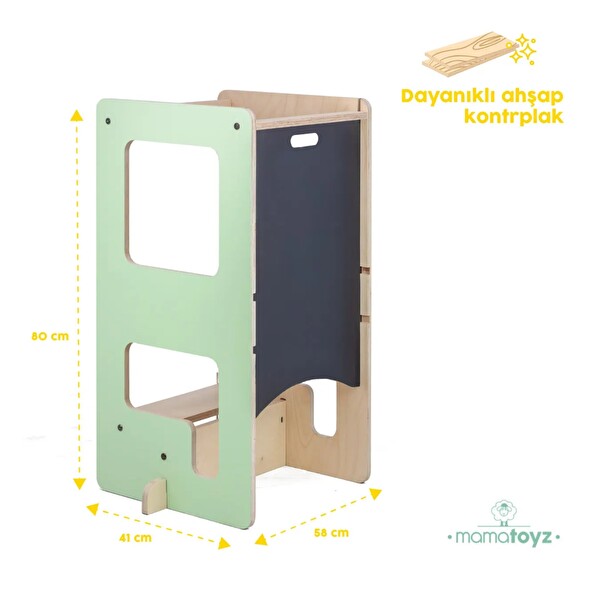 Mamatoyz Flip Mint 3'ü 1 Arada Öğrenme Kulesi - Aktivite Masası - Yazı Tahtası