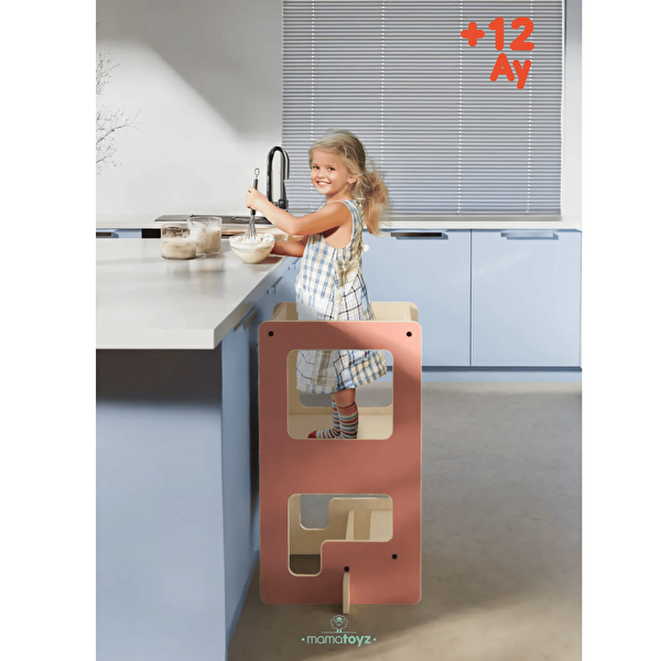 Mamatoyz Flip Terra Cotta 3'ü 1 Arada Öğrenme Kulesi - Aktivite Masası - Yazı Tahtası