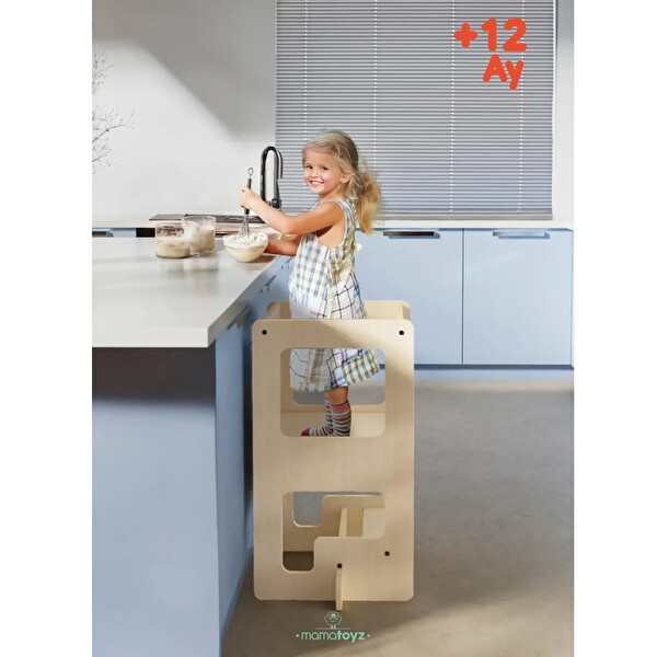 Mamatoyz Flip Natural 3'ü 1 Arada Öğrenme Kulesi - Aktivite Masası - Yazı Tahtası