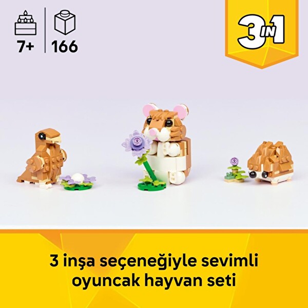 LEGO Creator 3'ü 1 Arada Sevimli Hamster İle Çiçek Blok Oyuncak LG31376